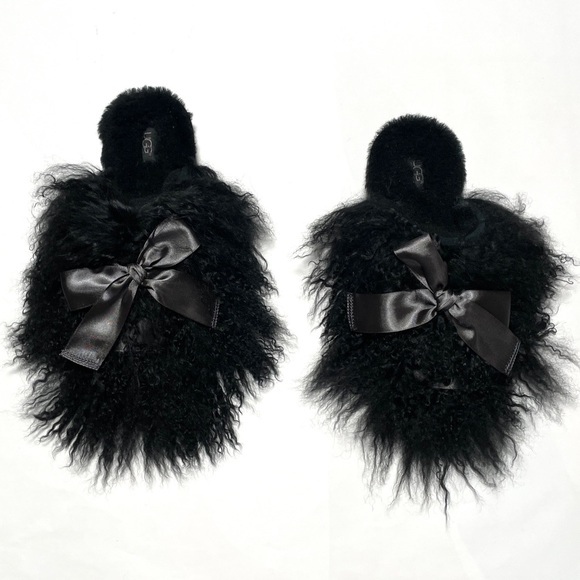 UGG Classic Coquette Mongolian Black SLIPPERS - WOMEN'S - Picture 1 of 5